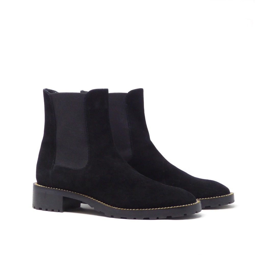 Stuart Weitzman Black Suede Chelsea Ankle Boots